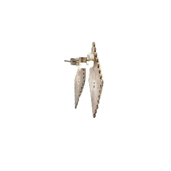 Estate ND Sterling Silver & Black Onyx Diamond Shaped Bumpy Pierced Earrings! 47 - Picture 3 of 7